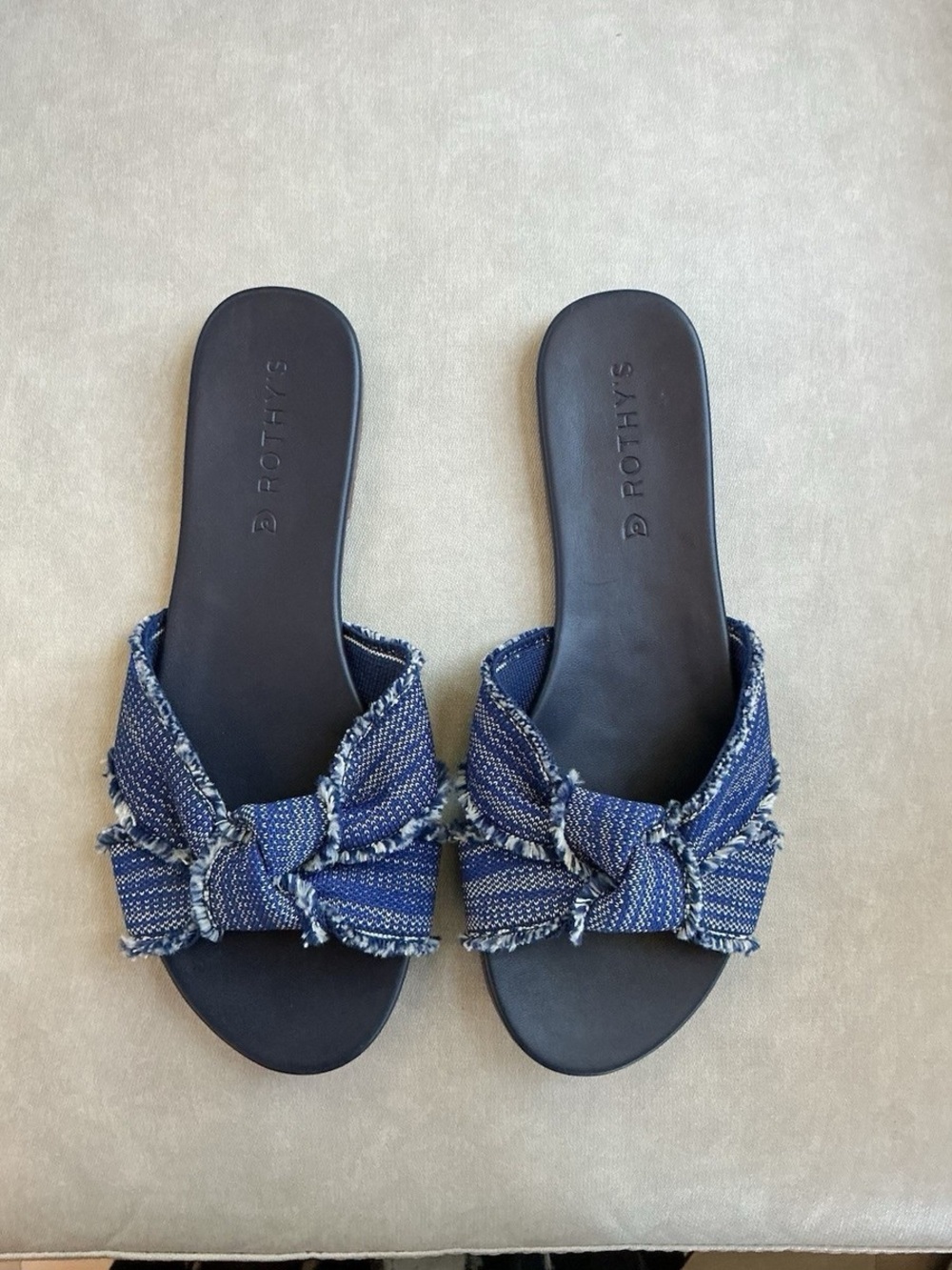 Rothy's Navy Blue Knotted Slide Sandals